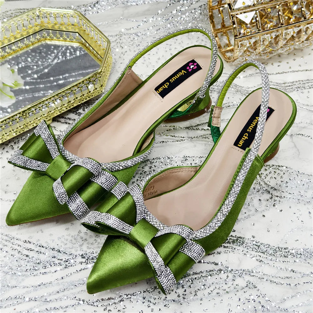 New Arrival Elegant African Party High-heeled Shoes Chain Decoration Trendy Women's Sandals Nigerian Women Wedding Pumps.