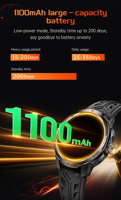 LIGE New 1100mAh Battery Smart Watches For Man Outdoor Sport LED Flashlight Compass Men’s Smartwatch Bluetooth Call Men Watches.