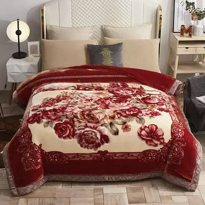 New Warm Weighted Blankets for Beds High End Thicken Warmth Raschel Blanket for Winter Autumn Double Side Plush Comforter Quilt