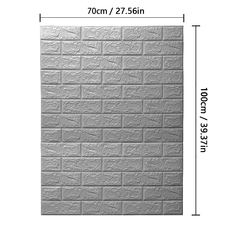 Self Adhesive PVC Waterproof Wallpaper For Home Decoration Peel and Stick 3D Foam Faux Brick Pattern Wall Stickers 70cmx2m