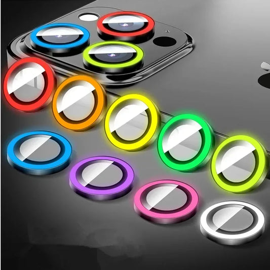 Night Light Luminous Metal Glass Camera Lens Protector for IPhone 16 15 14 1311 Pro Max Plus 12 Mini 16Pro Ring Lens Film Cover.