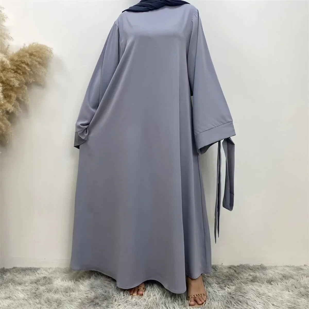 Muslim Abayas Women Kaftans Prayer Dress With Belt Full Sleeve.