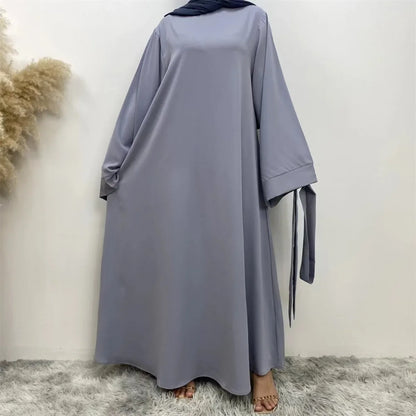 Muslim Abayas Women Kaftans Prayer Dress With Belt Full Sleeve.