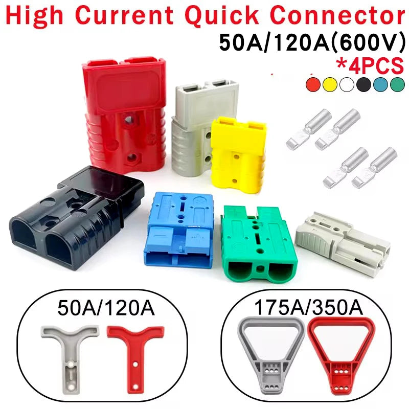 4Pcs Anderson Plug 50A/120A Anderson Connector Power 2 Pin Battery Charging Plug Connector.