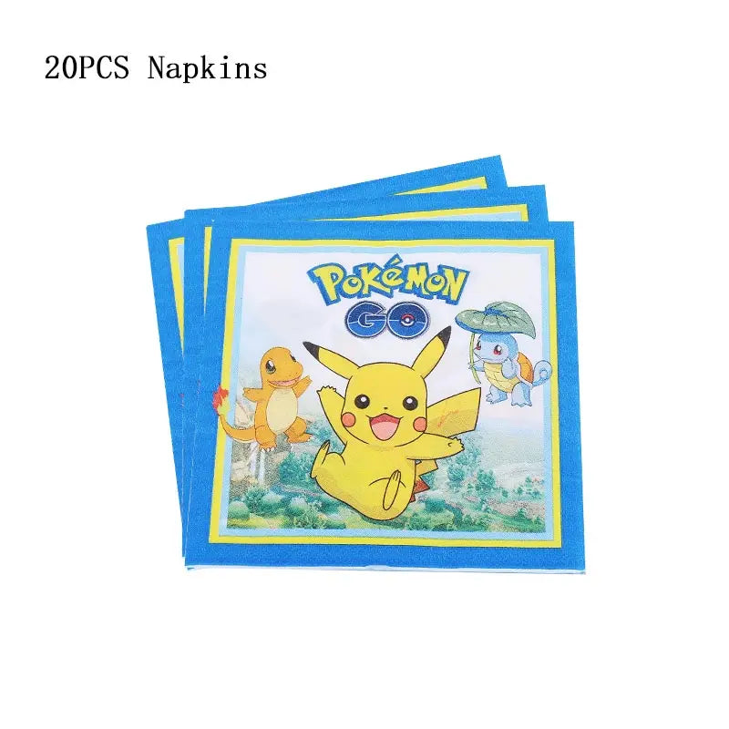 Pokemon Thema Geburtstag Party Dekoration Lieferungen Cartoon Pokemon Gehen Geschirr Tassen Teller Pikachu Ballon Für Baby Dusche Gefälligkeiten