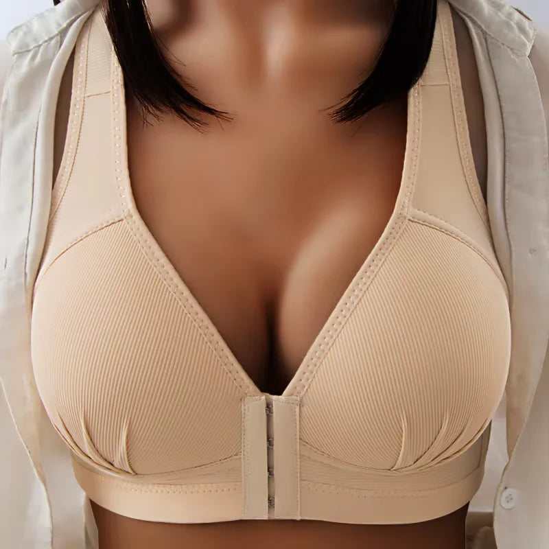 Push Up Front Button Bra without Steel Ring Women's Bra Front Open Full Support Bralette Lift Up Brassiere Shockproof Underwear.