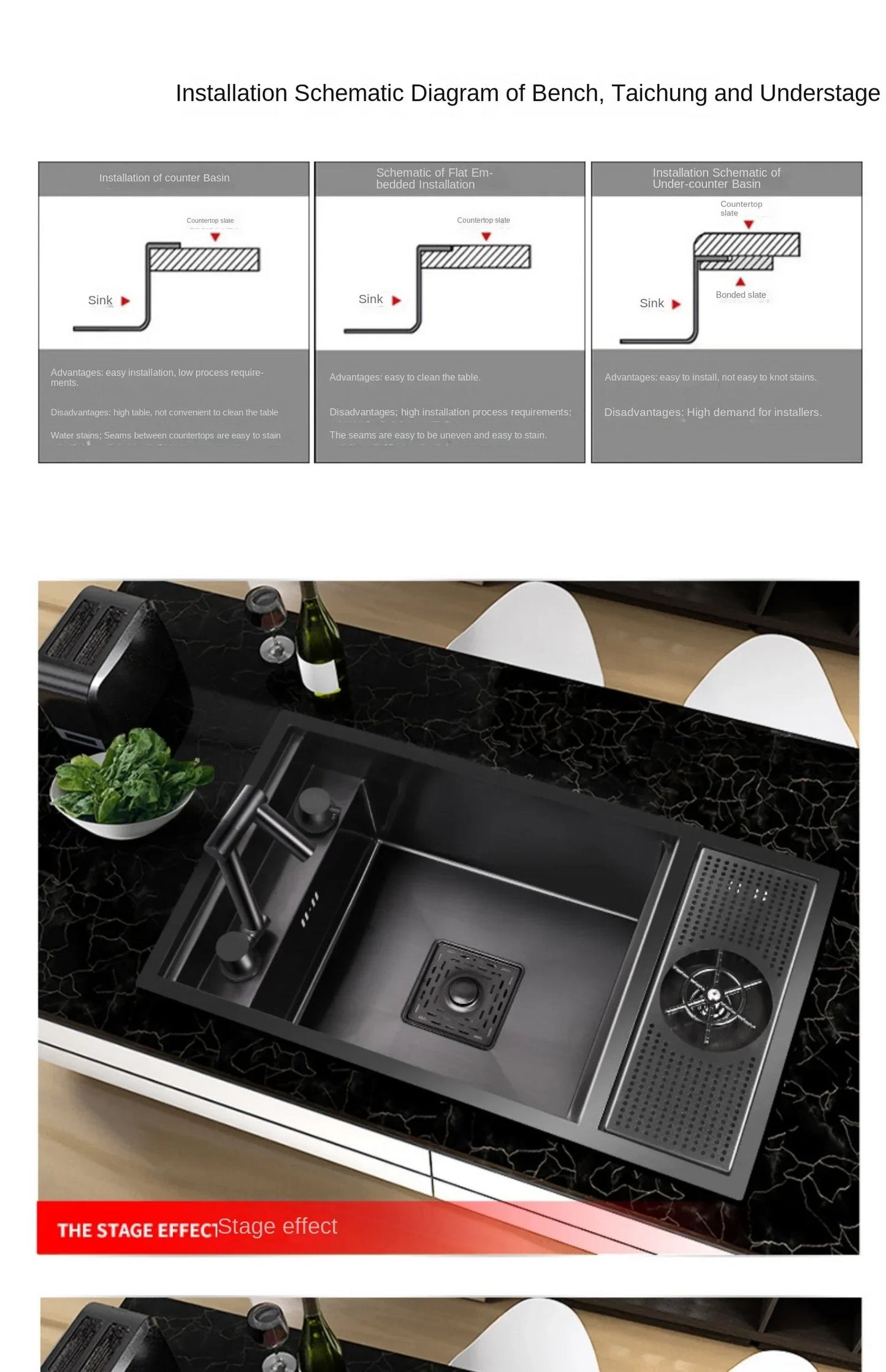 55 cm x 32 cm, 304 Nano-Edelstahl, versteckter Waschbecken-Klapphahn mit großem Einzelschlitz und Abdeckplatte, Bartheke, Tassenscheibe