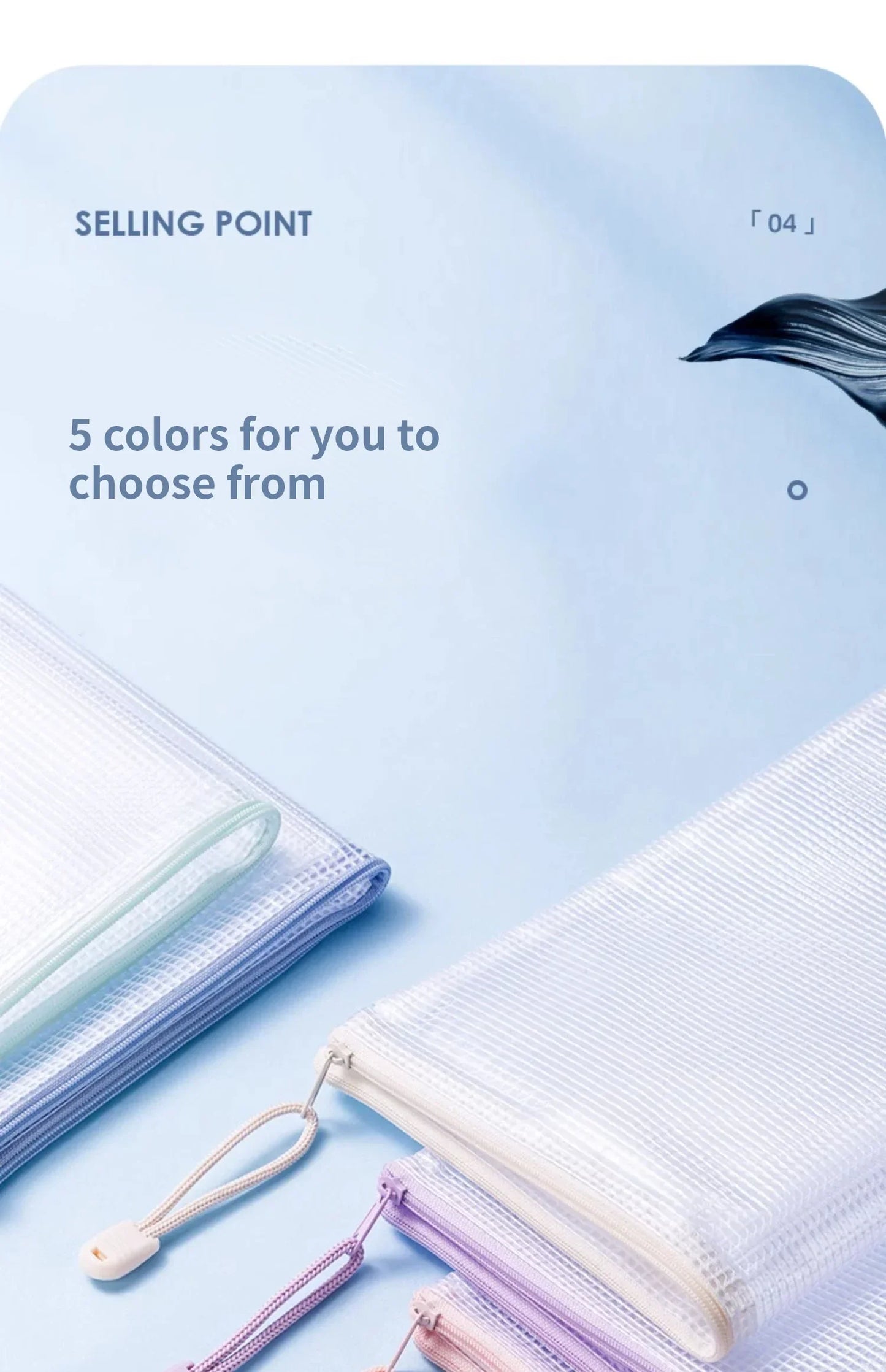 Zipper Mesh Bags A4/A5 Plastic Zipper Bags For Organizing Waterproof Clear Travel Bags Office Supplies Document，color random.