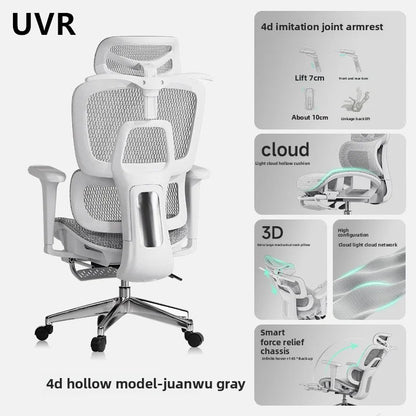 UVR Mesh-Bürostuhl, ergonomisches Design, Sessel für Zuhause, verstellbare Boss-Rückenlehne, Hocker mit Fußstütze, Spielstuhl-Möbel