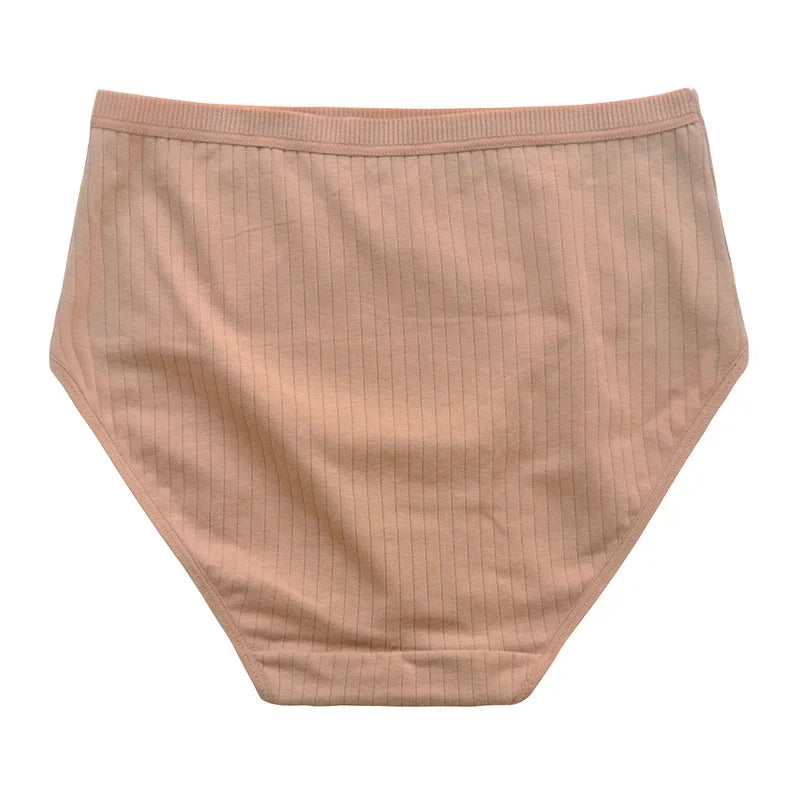 6pcs Cotton Women Panties Lady Plus Size Underwear High Waist Briefs Breathable Solid Color Female Lingerie Shorts.