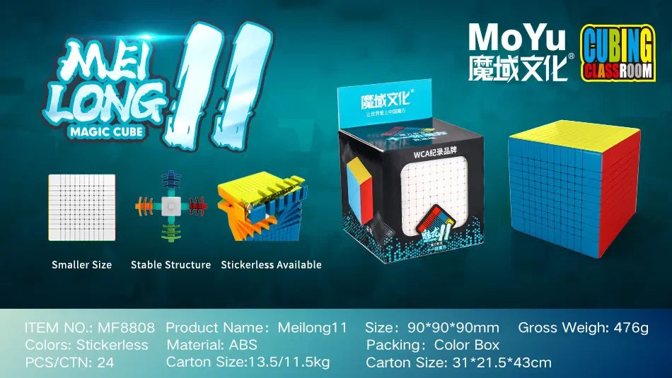 MOYU Meilong 9x9 10x10 11x11 12x12 13x13 Magic Cubes Speed Puzzle Cubes Toys Professional Puzzle Cubo MagicoToys Speed Cube