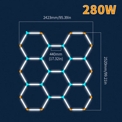 Hexagon LED lighting Ceiling Light Honeycomb Tube for BarberShop Car Garage Workshop Auto Body Repair LED Light 6500K