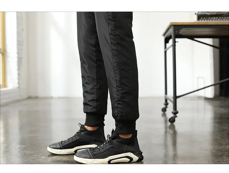 New Winter Thermal White Duck Down Pants for Men Loose Fit High Waist Warm Thickened Elastic Waistband Down Trousers Man PT-590.