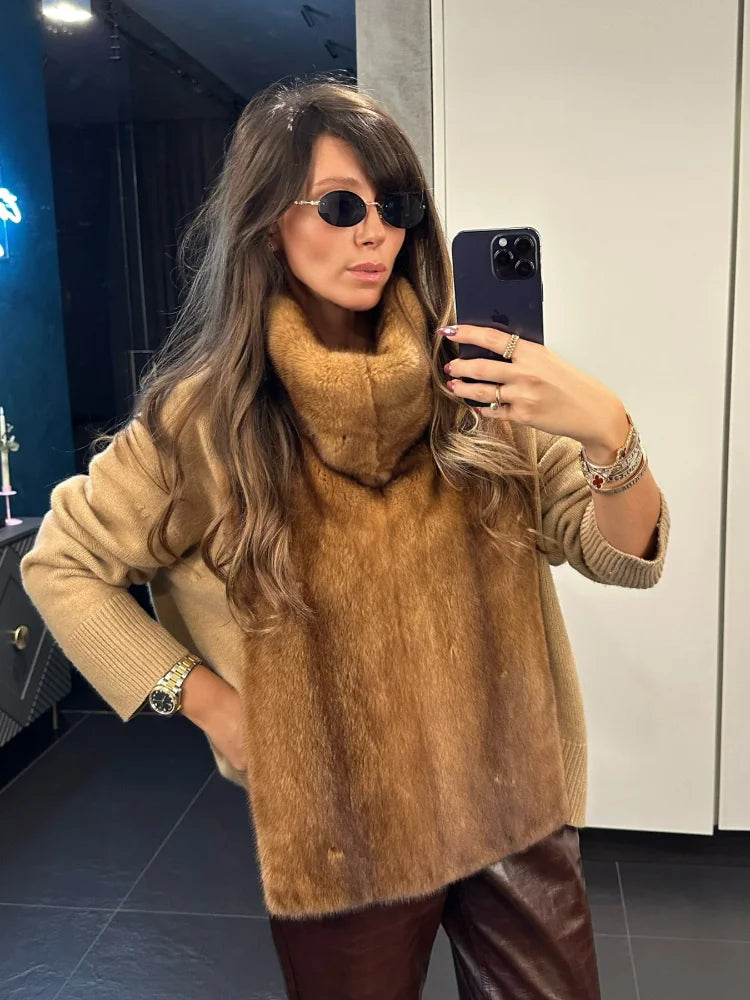 Schwarz Luxus Faux Pelzmantel Frauen Mode Oansatz Langarm Flauschigen Lose Jacke 2025, Winter Dame Verdicken Warme Straße Outwear