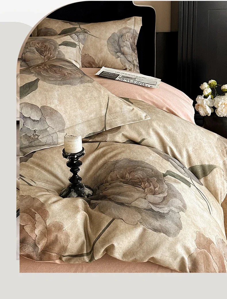 Cotton Bedding Set Luxury Soft Duvet Cover Flat Sheet Pillowcases Single Double Queen King Size Quilt Cover Set.