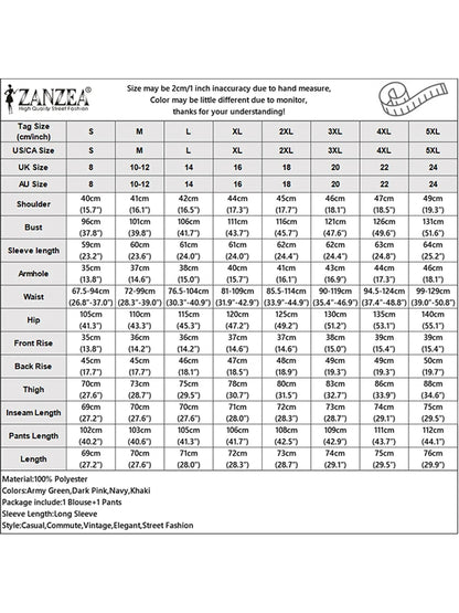 ZANZEA Autumn Fashion 2 Pieces Sets Women V-Neck Long Sleeve Blazer & Wide Leg Pants 2pcs Suits Office Commuting Solid Pant Sets.