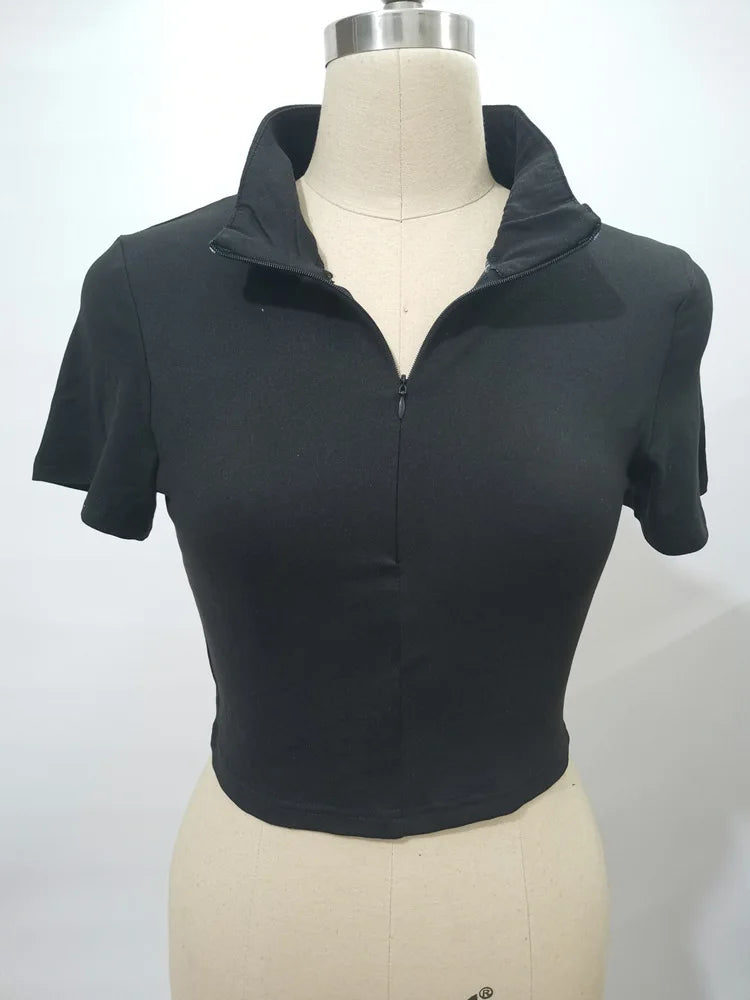 Summer T-shirt Woman Crop Top Sexys Short Sleeve Y2k Aesthetic Clothes Streetwear Fashion Black White Women Short Tshirts 2024.