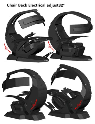 Manticore Zero Gravity Liegestuhl aus echtem Leder, Cockpit-Option, Memory-Schaum mit Massageunterstützung, mehrere Monitore