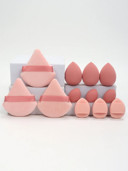 12-Piece All-Purpose Makeup Sponge Set, Made of 3 Loose Powder Puffs, 3 Mini Air Cushion Puffs, 3 Beauty Eggs and 3 Mini Beauty.