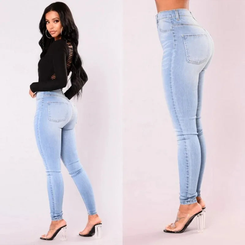Sexy Jeans Women Denim Skinny Pants High Waist Stretch Lady Jeans Push Up Leggings Slim Pockets Button Pencil Jeans Women Pants.