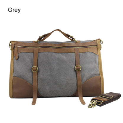 Vintage Retro militär Leinwand + Leder männer reisetaschen gepäck taschen männer wochenende Tasche Übernachtung duffle taschen tote Freizeit M314 #