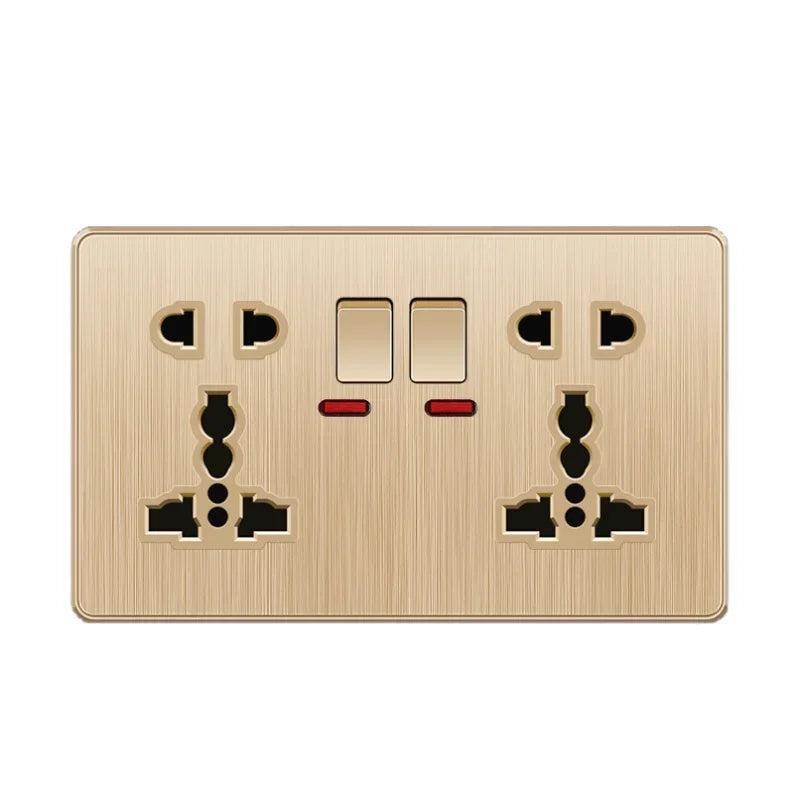 Gold 13A UK Stecker USB Steckdose, Haushalt elektrische licht schalter, universal 5 loch Dual Buchse mit USB Ladegerät, AC110-250V