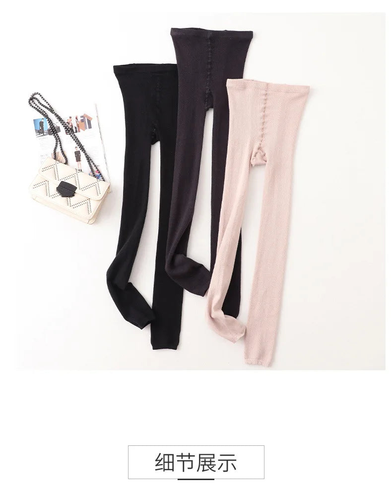 Women's Autumn and Winter Mulberry Silk Blend Tights Slim High Waist Skinny Anti-Hook Thick Warm Leggings Tights Stockings.