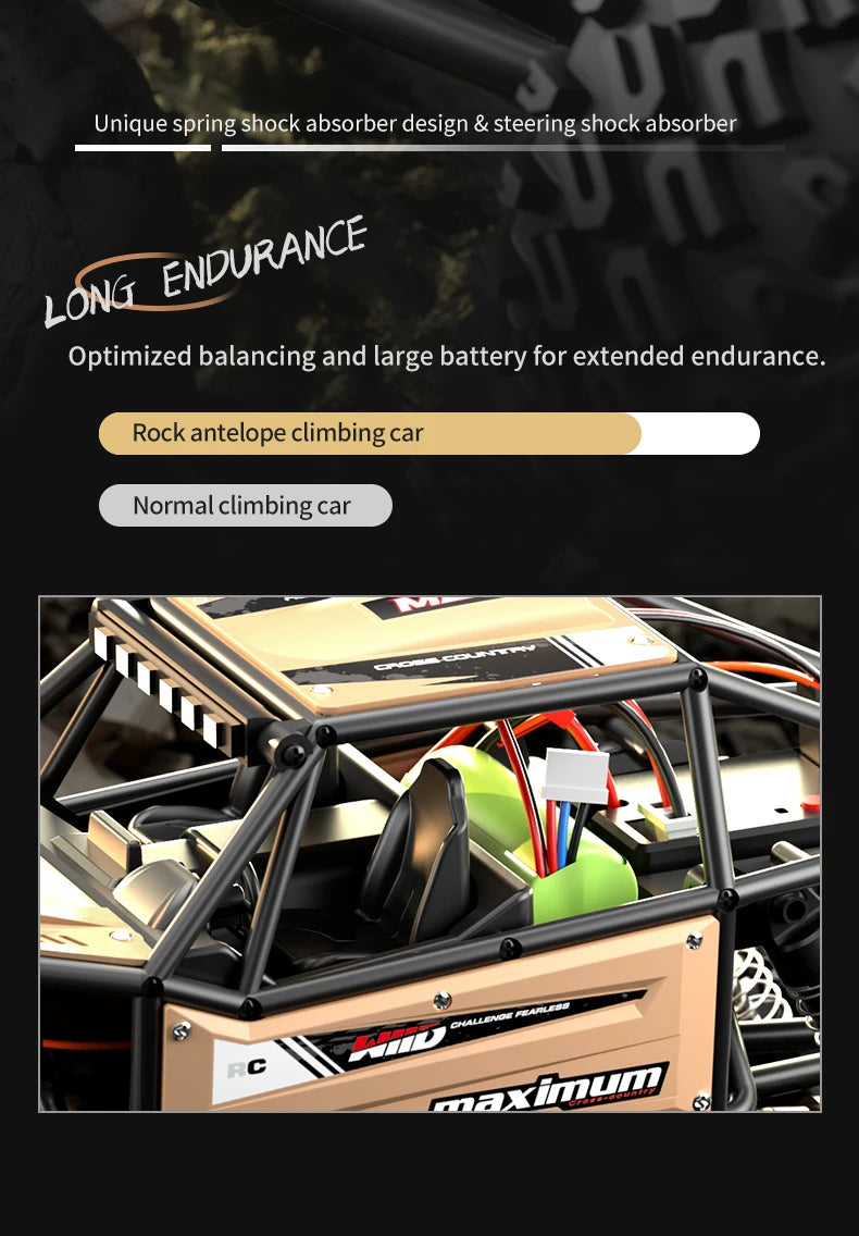 1/18 RC Climbing Car 4WD Off-road Remote Control Vehicle RTR Rock Crawler Big-wheel 4x4 Electric Truck Model Toys for Kids.