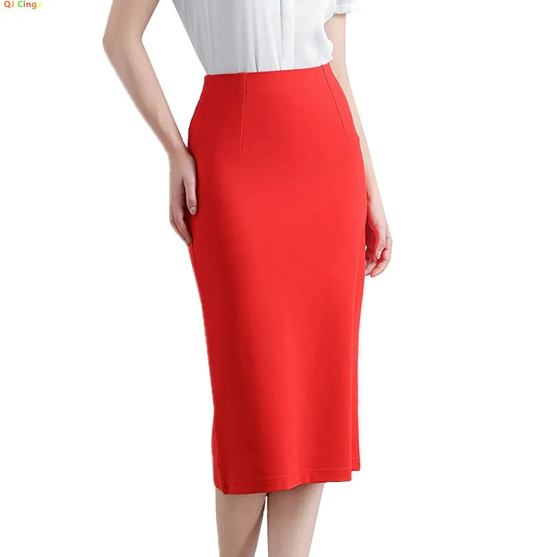 Women's Professional High Waist Long Pencil Skirt, Slim Fit Black Hip-hugging Skirt for Office Commute.