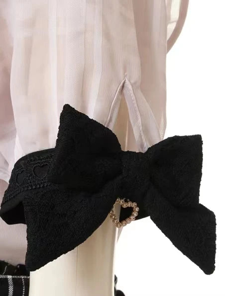 Rojita Stil Spitze Kragen Lolita Hemd Mode frauen Tops Sommer Nette Süße Bogen Schulter Slim Fit Kurzarm Blusen weibliche