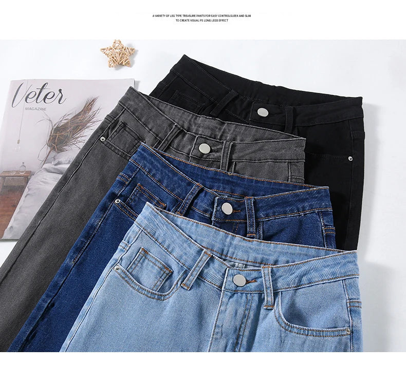 2024 New Sexy Skinny Jeans Women Hip Lift Stretch Pencil Denim Pants Casual Soft Slim Female Trousers Black Gray Blue.