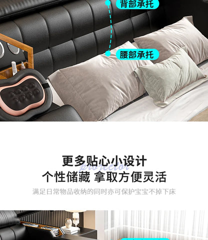 Nordic Multifunktions Doppelbett Seite Von Seite Leder Luxus Kingsize Bett Rahmen Plattform Holz Design Lit Schlafzimmer Set Möbel