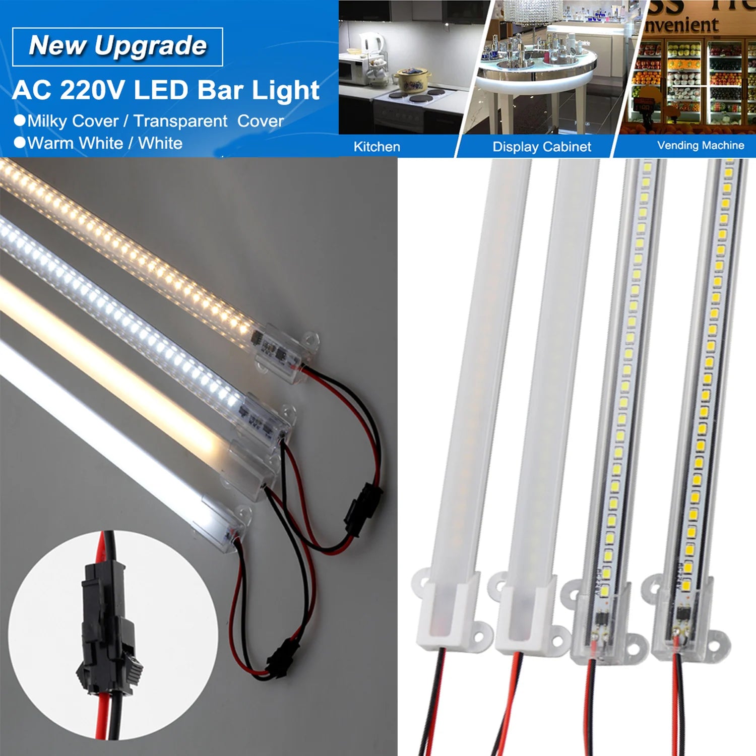 30cm/50cm/60cm LED Rigid Light Strip High Brightness LED Fluorescent Floodlight Tube Bar Industries Showcase Display Lamp 220V.