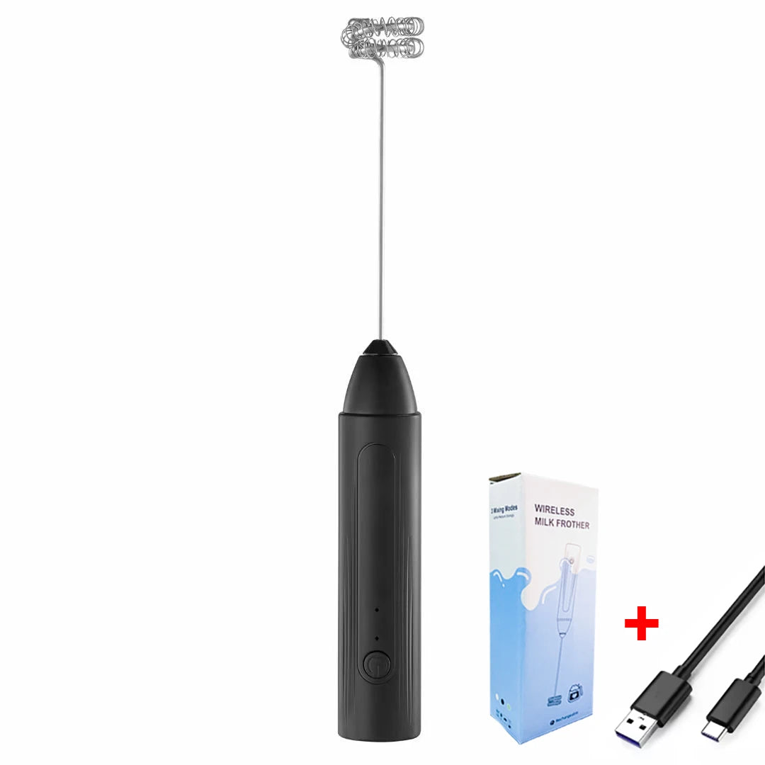 Electric Milk Frother 2 In 1 Rechargeable Blender Stainless Steel 3 Speeds Coffee Mixer Egg Beater Handheld Foam Maker Tools.