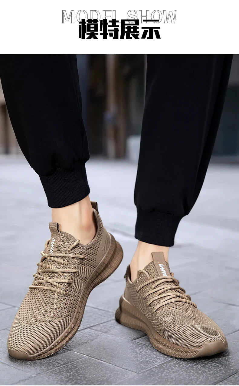 Fujeak Ultralight Running Shoes for Men Casual Breathable Mesh Sneakers Anti-slip Fashion Solid Colour Men's Shoes Plus Size 46.