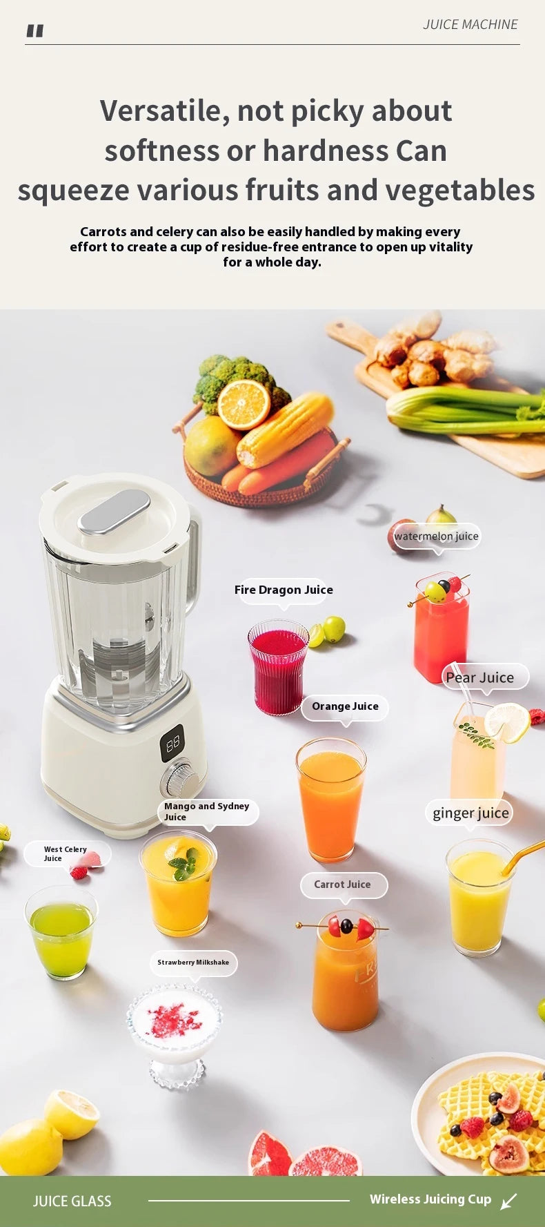 Portable Fruit Juicer Machine Electric Juicer Blender Rechargeable Household Juice Squeezer Mixer Juice Blenders for Kitchen.