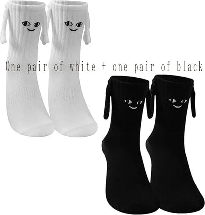 Funny Adult Socks Magnetic Hand in Hand Solid Color Cartoon Couple Socks Holiday Party Gifts for All Seasons.