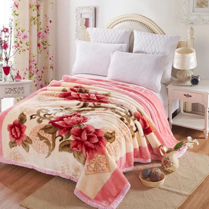 Blanket Double Thickened Raschel Winter Wedding Quilt Blanket Warm Coral Fleece Cashmere Blanket Double