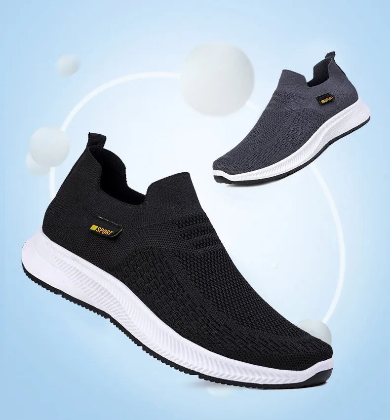 Men Walking Shoes Knit Mesh Breathable Sneakers Lightweight Sneakers Slip-on Mens Casual Shoes Fashion Comfort.