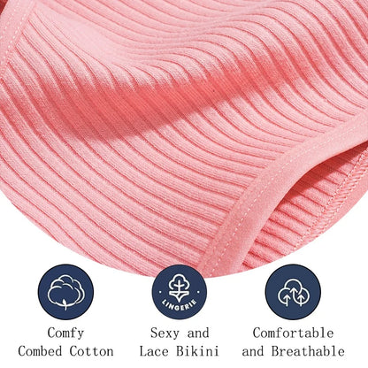 5PCS Women's Cotton Panties Sexy Low Waist Briefs Striped Underpants Female Comfortable Stretch Lingerie Ladies Soft Underwear.
