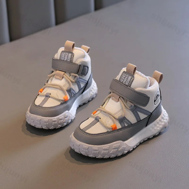 Childrens Sneakers 2025 Autumn Winter Boys Sport Shoes Girls Plush Warm Cotton Casual Shoes Studnet High Top Outdoor Ankle Boots.