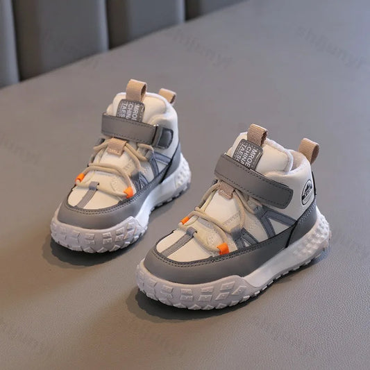 Childrens Sneakers 2025 Autumn Winter Boys Sport Shoes Girls Plush Warm Cotton Casual Shoes Studnet High Top Outdoor Ankle Boots.