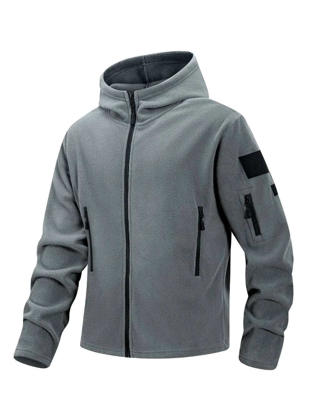 Men's Polar Fleece Zipper Hooded Jacket Autumn Winter Thermal Warm Work Coats Full-Zip Up Windproof Outdoor Hoodie Sweatshirt.