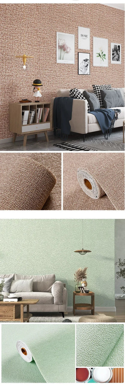 Leinen 3D Schaum Selbstklebende PVC Einfarbig Verdickte Wasserdichte Hintergrund Wand Renovierung Tapete Wand Aufkleber Wohnkultur