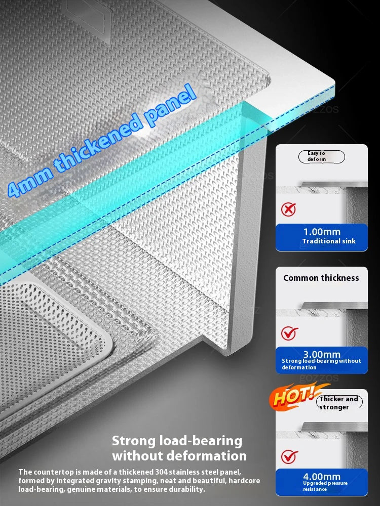 Stainless Steel Waterfall Kitchen Sink Multifunctional Scratch Resistant Wash Vegetables Basin Household Large Single Slot