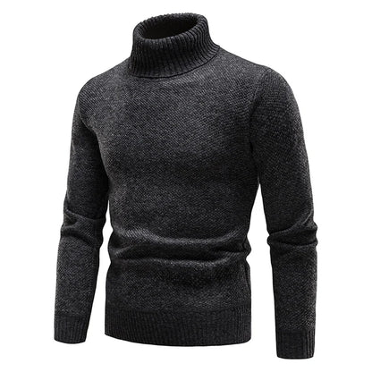 Autumn Winter Fleece Sweater Men Thicker Turtleneck Warm Pullover Slim Fit Man Clothes Luxury Brand Black Brown Jumpers Elastic.