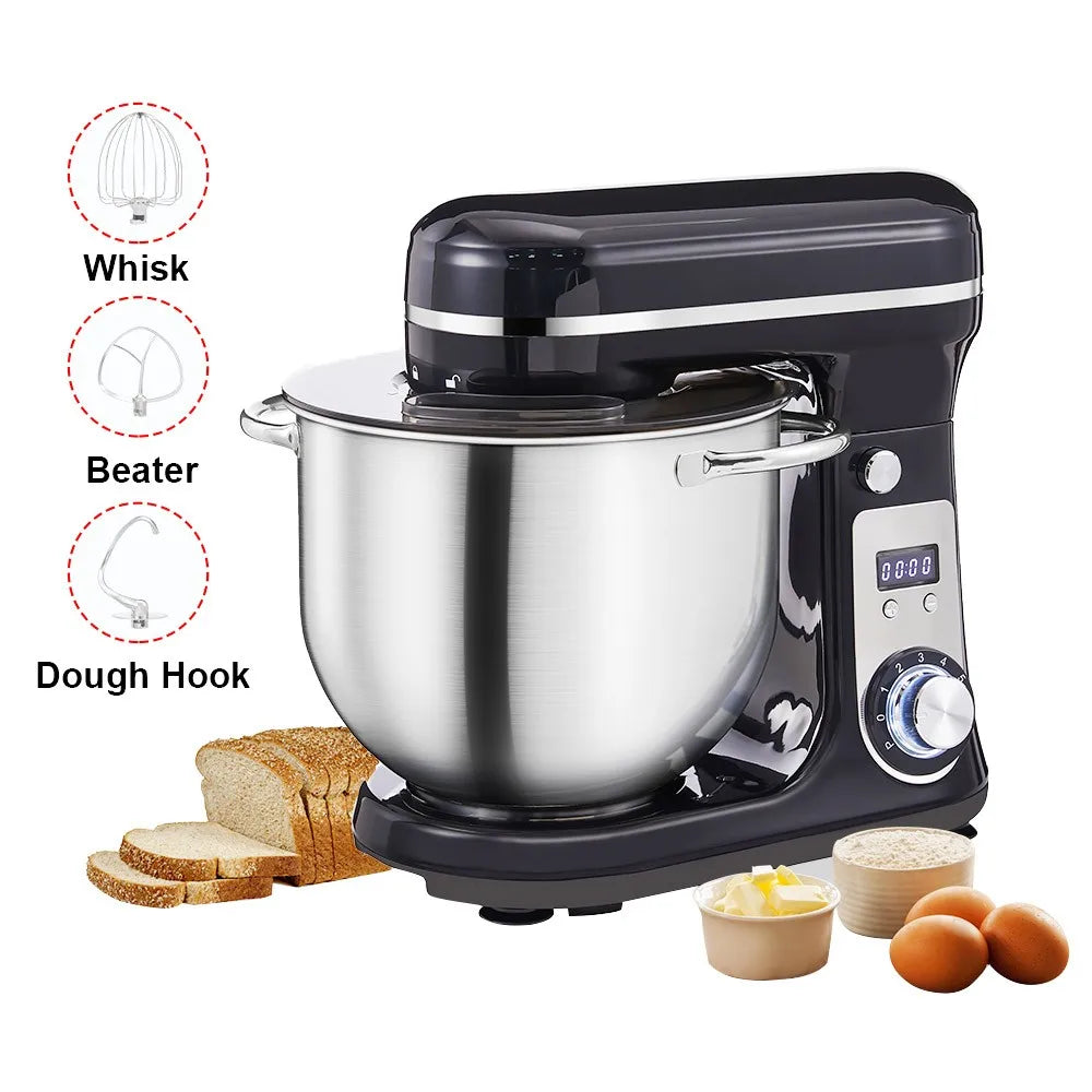 BioloMix BM601 1200W Kitchen Food Stand Mixer, Cream Egg Whisk, Cake Dough Kneader, 6L Capacity, Stainless Steel Bowl.