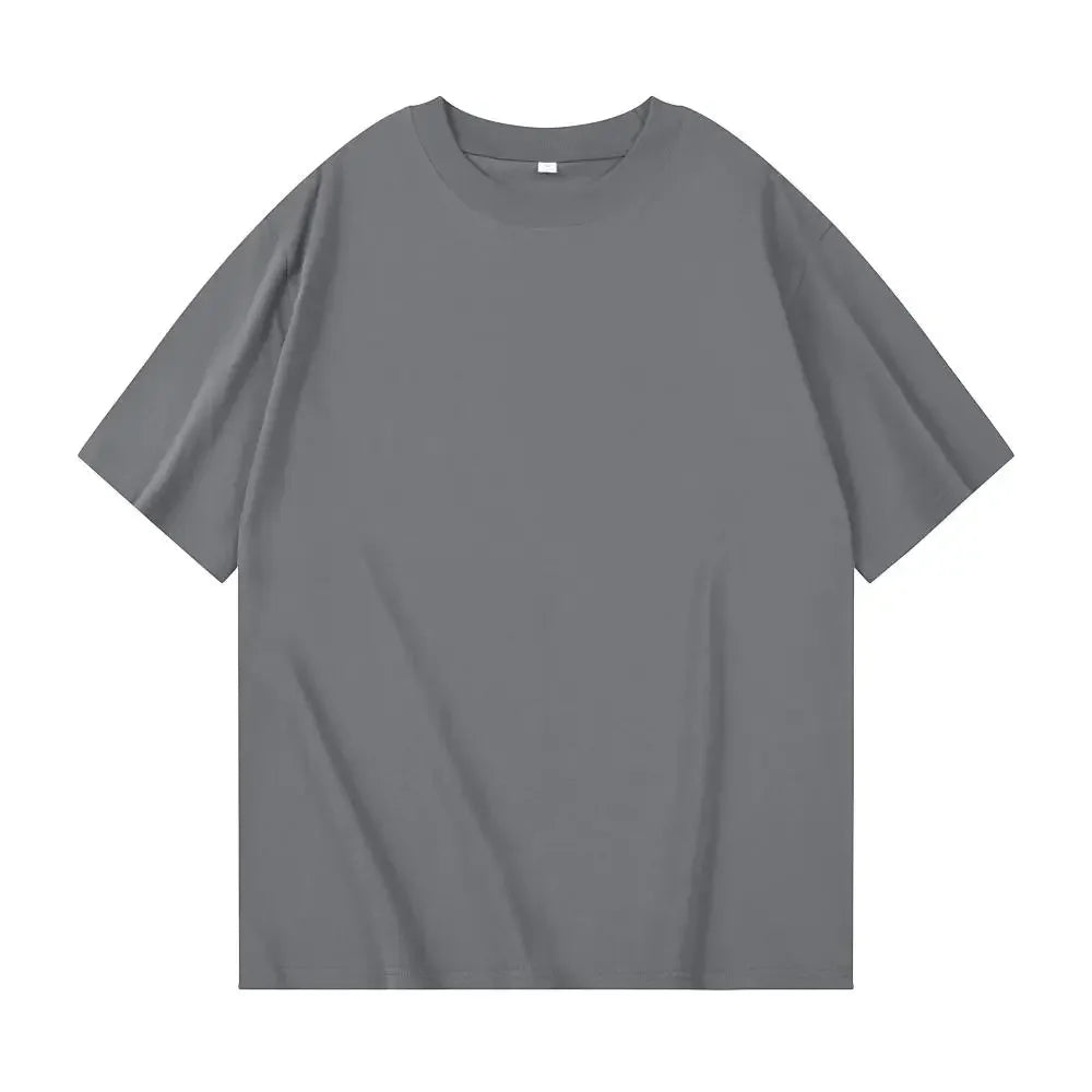 400gsm High Qualtity Oversized Heavy Weight T-shirt for Men Short Sleeve Tee Cotton Solid Color Trend Leisure Streetwear Large.