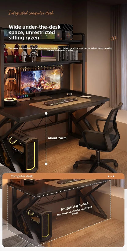 Schreibtisch, Bücherregal, integrierter Schreibtisch mit Lochbrett, Schlafzimmer, E-Sport-Tisch, Desktop-Computertisch