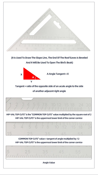 Dreieckslineal, 7-Zoll-Messwerkzeug, Tischler-Set aus Aluminiumlegierung, quadratischer Winkel, Holzbearbeitungswerkzeuge, versuchen Sie quadratisch, dreieckig, metrisch
